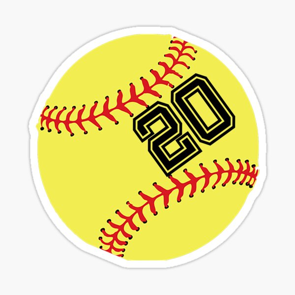 "Softball Player Jersey No 20 Back Number 20 Ball Sport Sticker Gift