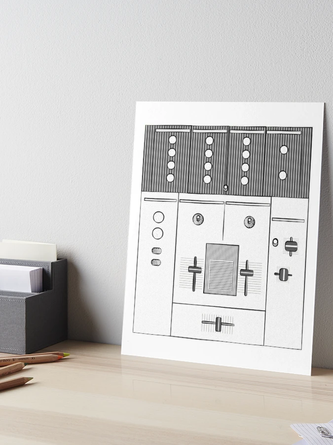 Dj Mixer illustration - 90s music equipment - sketch pop art