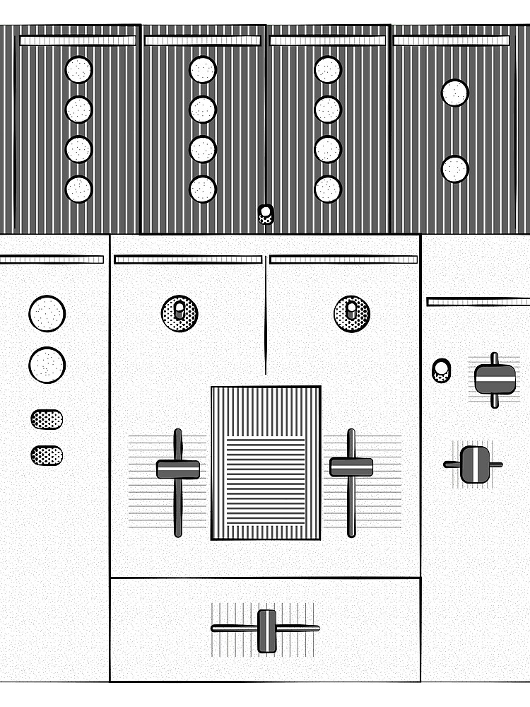 Dj Mixer illustration - 90s music equipment - sketch pop art