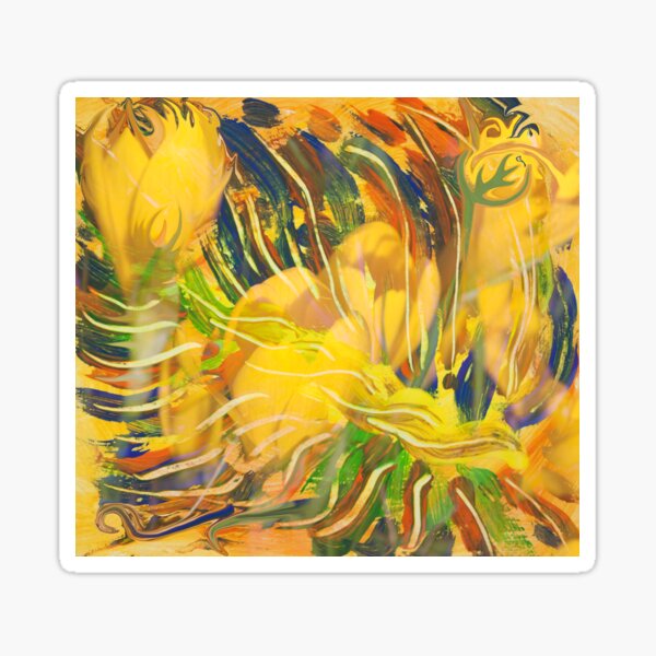 deep yellow flowers abstraction Sticker