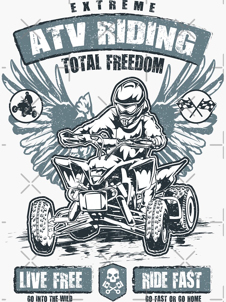"Extreme ATV Quad Riding Free" Sticker for Sale by offroadstyles