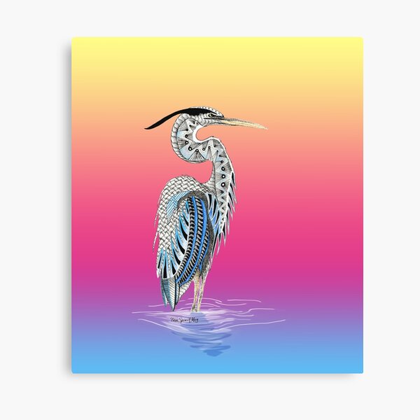 Great Blue Heron Totem Canvas Print