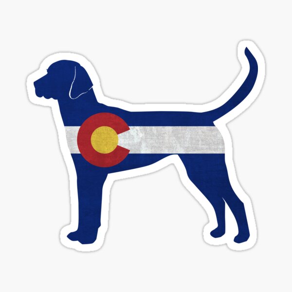 English Foxhound Silhouette filled with Colorado Flag Sticker