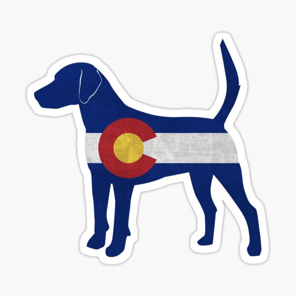 Harrier Hound Silhouette filled with Colorado Flag Sticker