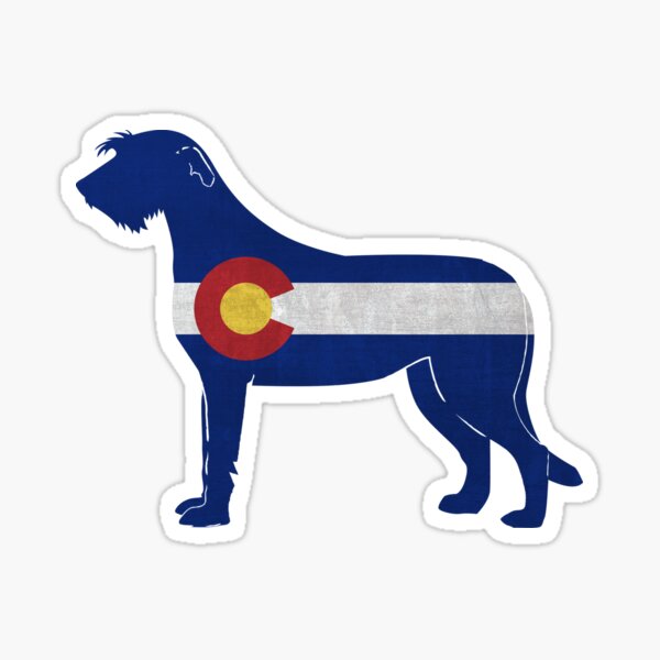 Irish Wolfhound Silhouette filled with Colorado Flag Sticker