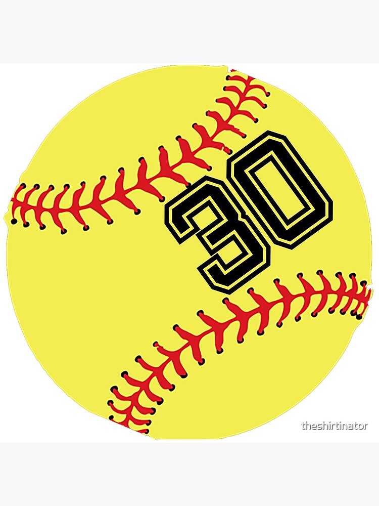 Softball Player Jersey No 30 Back Number #30 Ball Sport Sticker