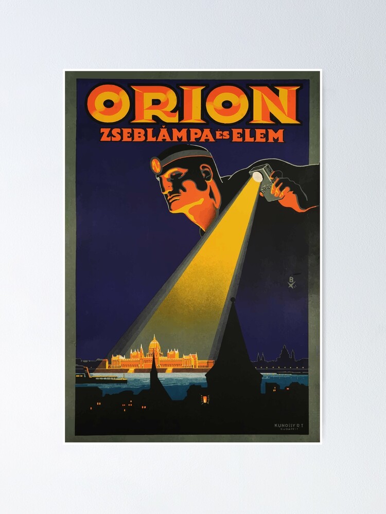 Orion Budapest flashlight ad, Bottlik József, 1925