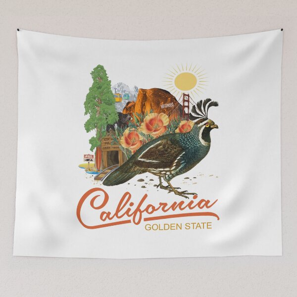 Item preview, California Golden State Collage - Quail, Black Bear, Half Dome, Gold Rush, San Francisco, Beach, Snow Skiing designed and sold by Jecolds.