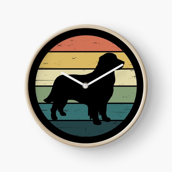 Retro Rainbow Golden Retriever Dog Clock