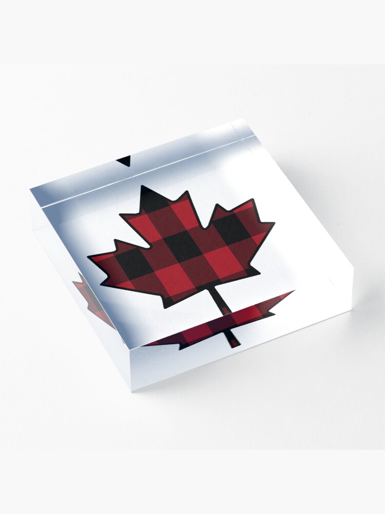 Alternate view of Maple Leaf in Plaid Acrylic Block