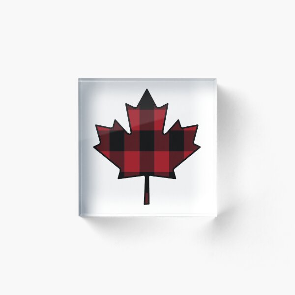 Maple Leaf in Plaid Acrylic Block