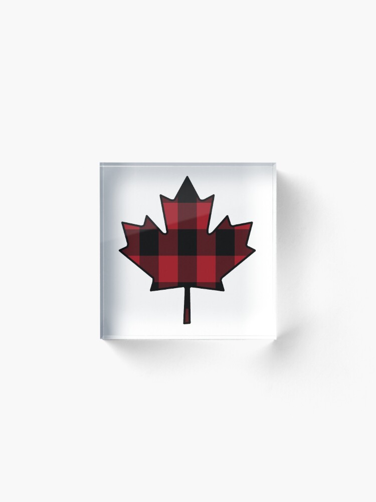 Alternate view of Maple Leaf in Plaid Acrylic Block