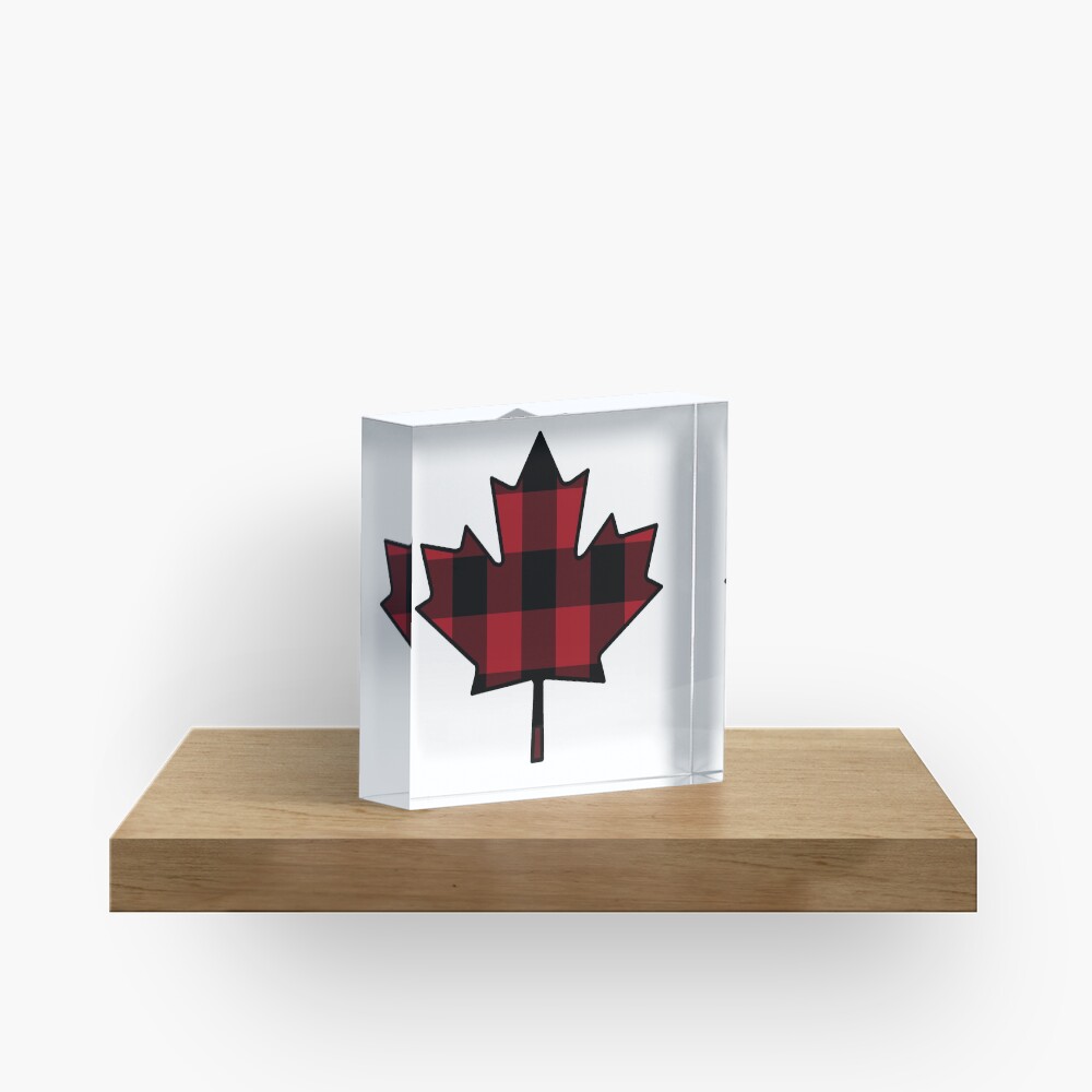 Maple Leaf in Plaid Acrylic Block
