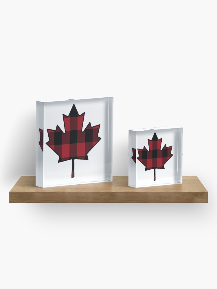 Alternate view of Maple Leaf in Plaid Acrylic Block