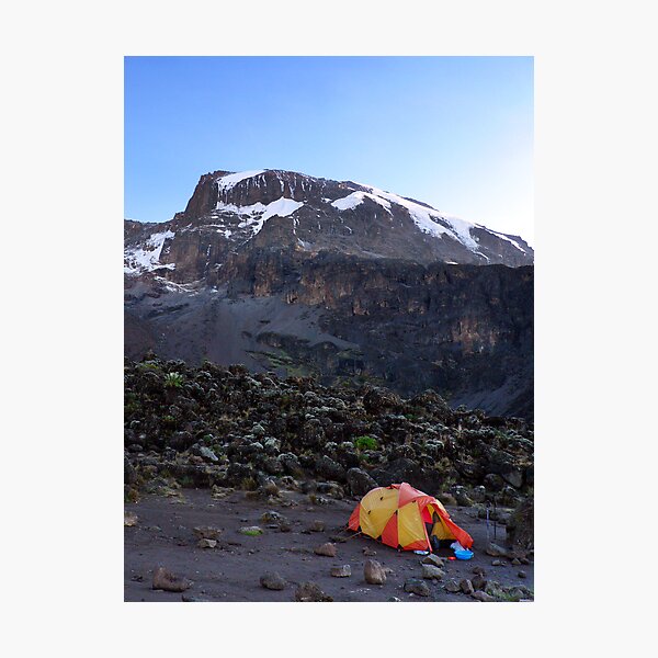 Camp at Breakfast Cliffs, Mount Kilimanjaro Photographic Print