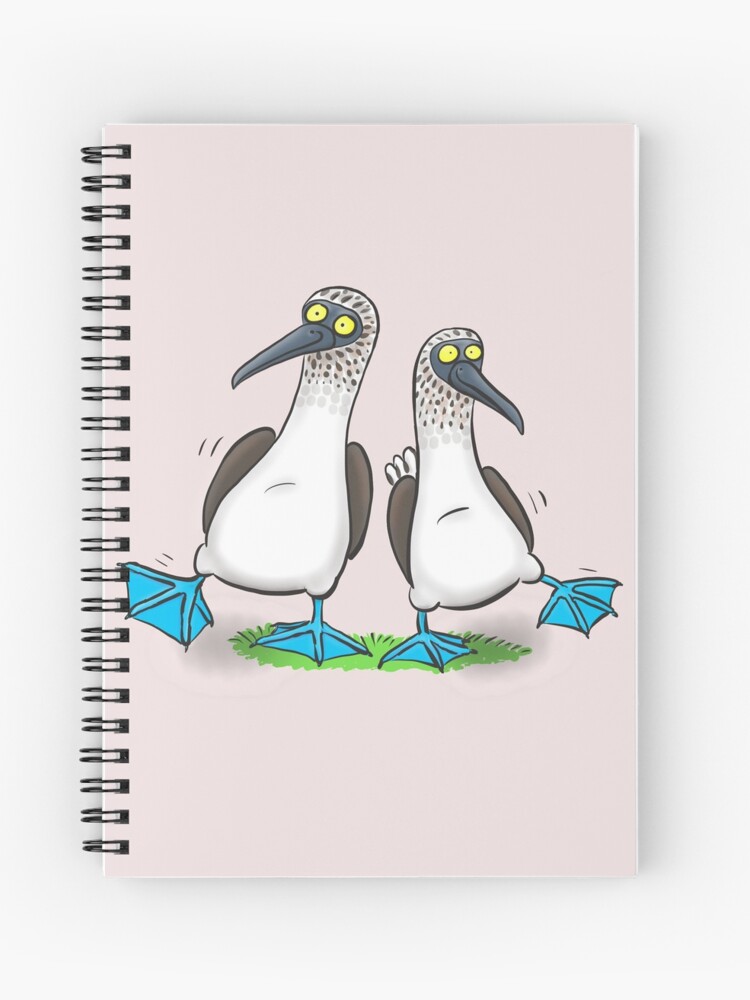 Funny Dancing Blue Footed Boobies Seabird Cartoon Spiral Notebook By Frogfactory Redbubble