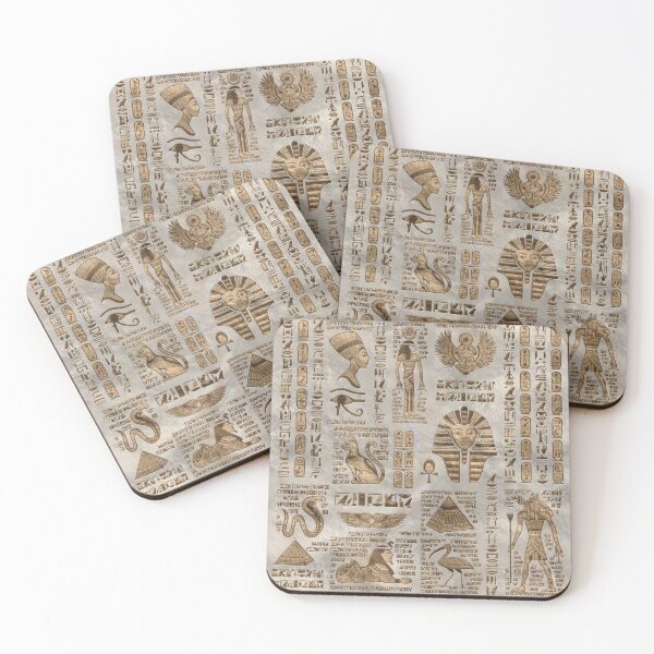 Item preview, Egyptian hieroglyphs and deities -Vintage Gold designed and sold by Nartissima.