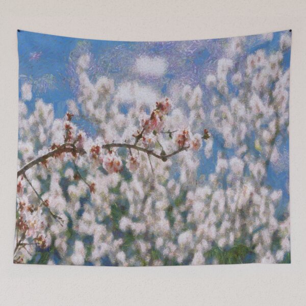 Item preview, Blooming Almond Tree Pointillism Artwork designed and sold by taiche.