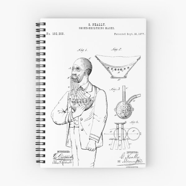 Item preview, Smoke-excluding mask 1877 Patent - Black designed and sold by InkedArtPrints.