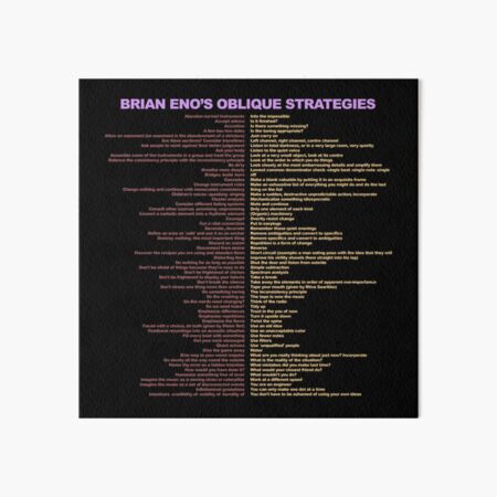 Brian Eno's Oblique Strategies Art Board Print
