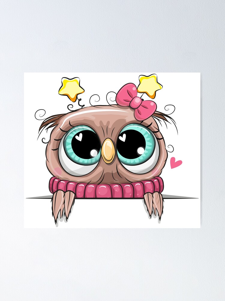 Poster Chouette Dessin Anime Mignon Par Reginast777 Redbubble