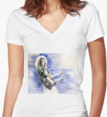 Led Zeppelin Jimi Seite Tailliertes T-Shirt mit V-Ausschnitt
