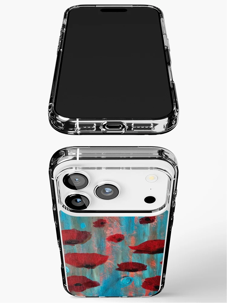 Aperçu 3 sur 5. Coque iPhone avec l'œuvre Coquelicots Rouges créée et vendue par AndreeDesign.