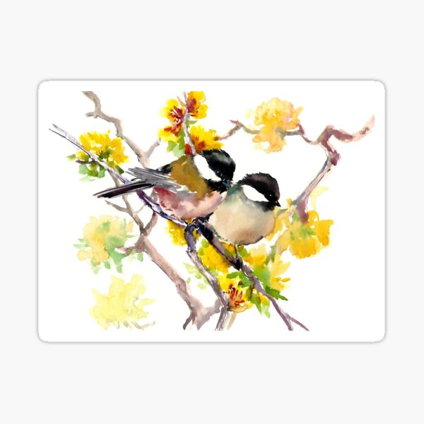 Birds in The Spring, Beutiful Cute bird art, design Sticker