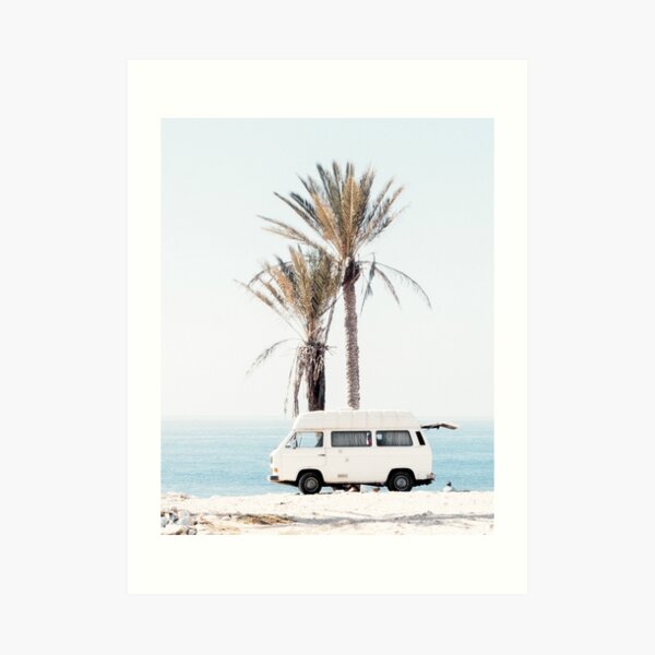 Coastal, Travelling car, Palms, Beach art Sea, Ocean, Fashion art, Modern art, Wall art, Print, Minimalistic, Modern Art Print