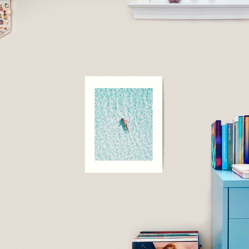 Coastal, Blue water, Beach art Sea, Ocean, Girl, Woman, Fashion art, Modern art, Wall art, Print, Minimalistic, Modern Art Print