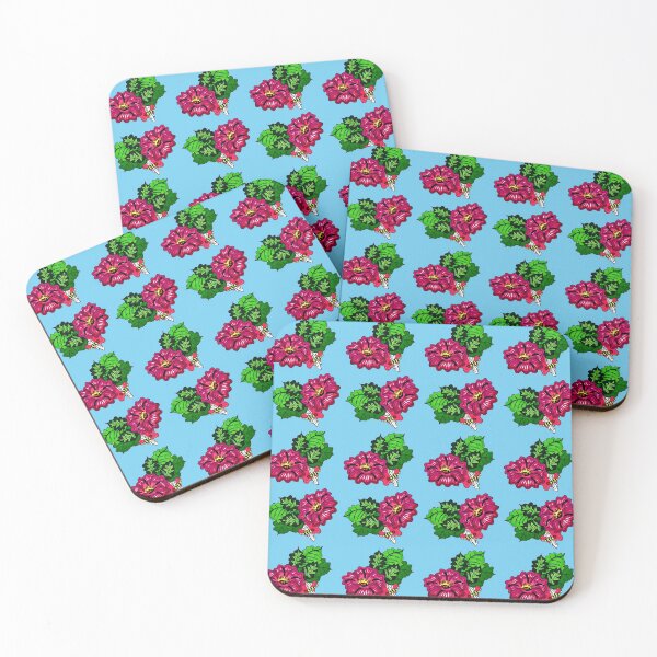 Item preview, Great Aunt Milda Floral Print with a Bee, done in magic marker Coordinate Print, blue background designed and sold by Sharon Schwalbe.