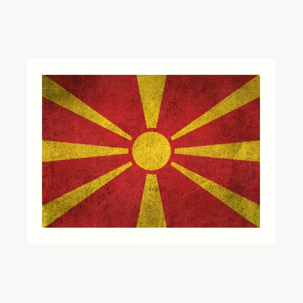 "Old and Worn Distressed Vintage Flag of Macedonia" Art Print by