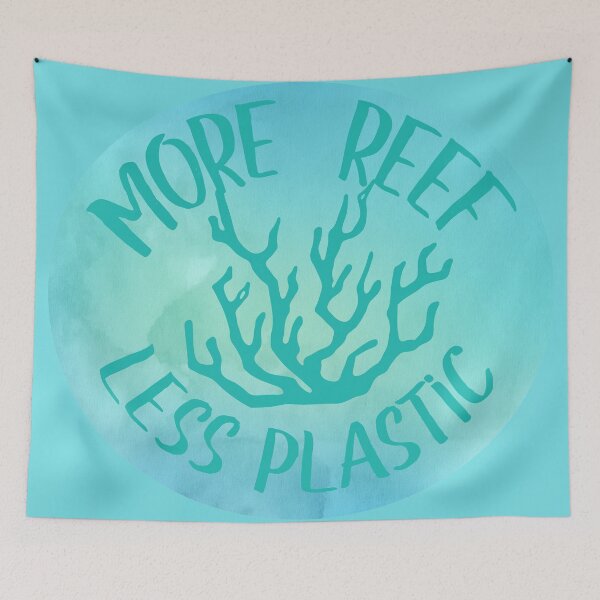 Item preview, More Reef Less Plastic Turquoise Green Coral  designed and sold by seagullz.