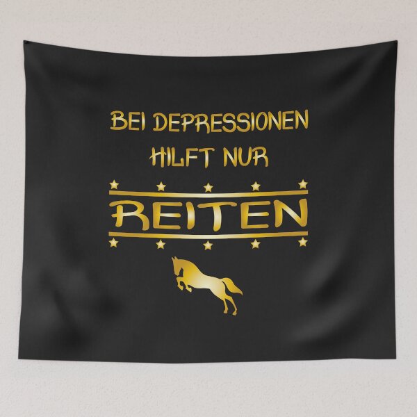 Artikelvorschau, Bei Depressionen hilft nur Reiten Pferd Geschenk Sprüche entworfen und verkauft von dm4design.