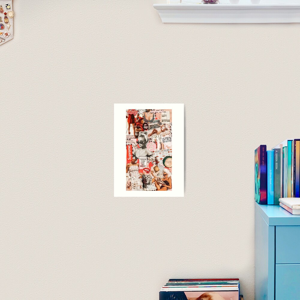 red retro collage Art Print