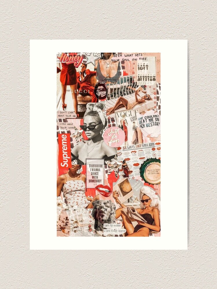 Alternate view of red retro collage Art Print