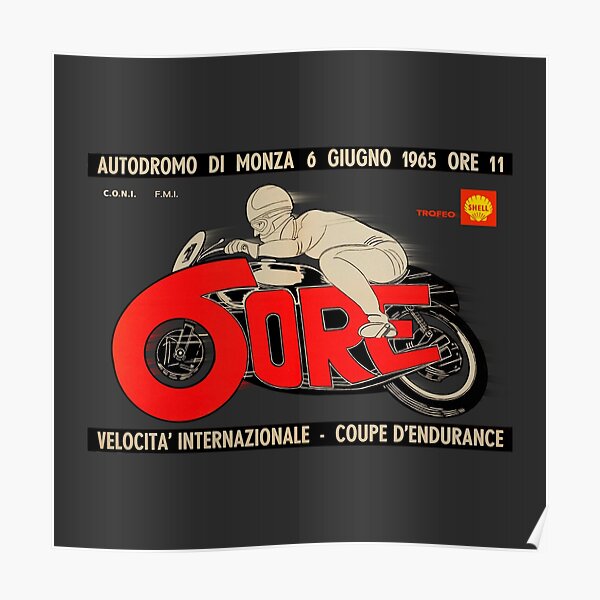 Vintage Motorcycle Poster 1965 Monza 6 Hour Endurance Race By Motormaniac Poster By