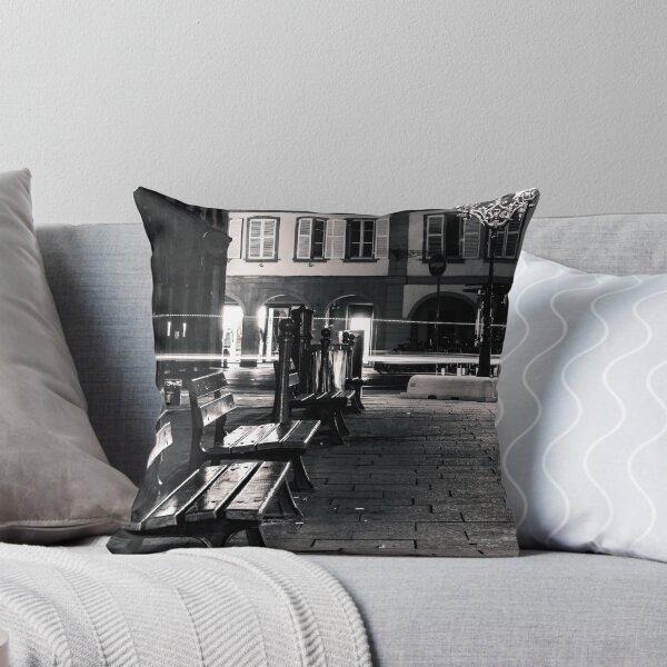 Item preview, Lonely empty benches on night street in Strasbourg center, France designed and sold by Alexander Sorokopud.