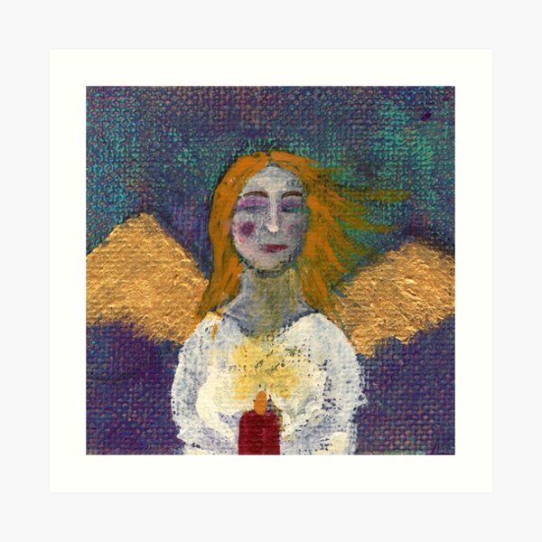 Angel with candle Art Print