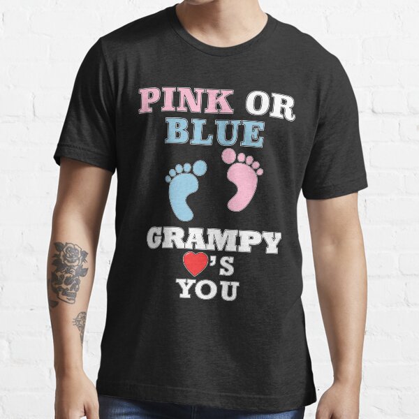 "Pink Or Blue Grampy Loves You Gender Reveal Baby Shower" Tshirt for