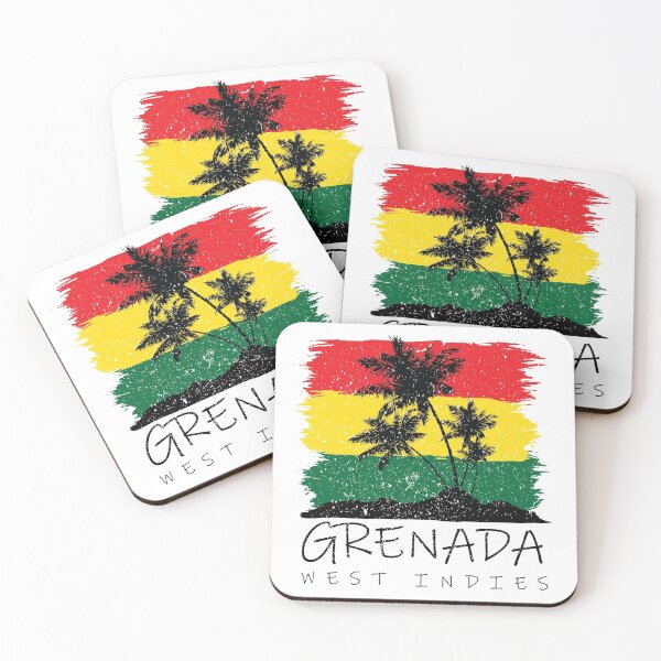 Item preview, Grenada National Colours in Background of Palm silhouette designed and sold by IdentiTee Studios.