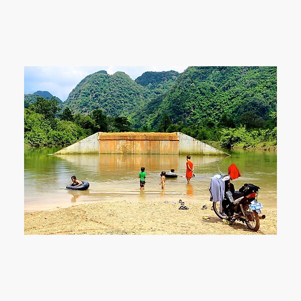 Item preview, Family Sunday at the River - Thakhek, Laos. designed and sold by Tiffany Lenoir.