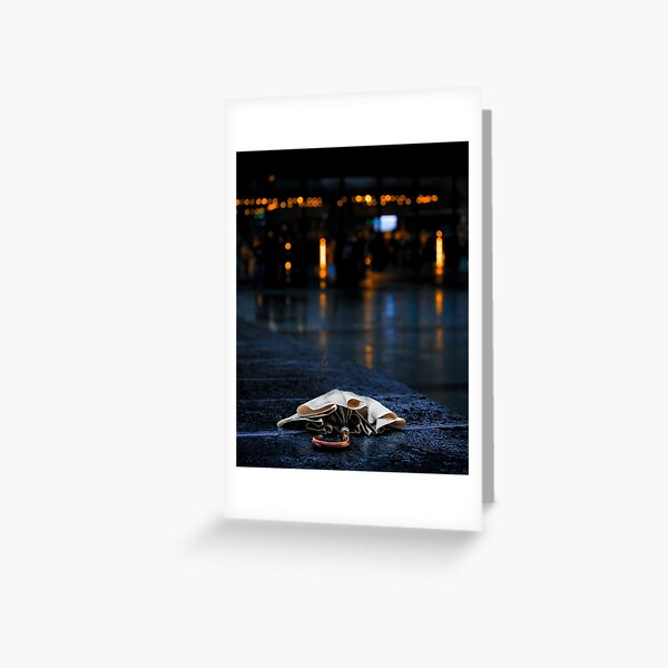 Umbrella, left in the rain and night Greeting Card