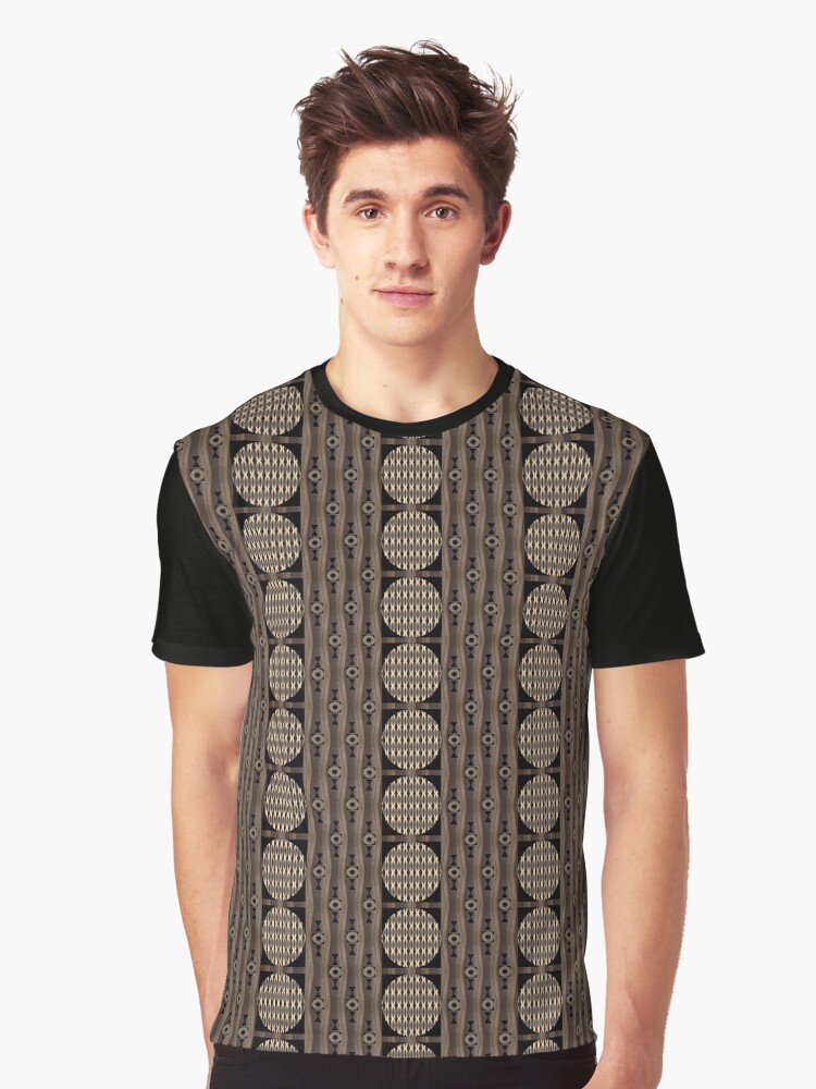 Thumbnail 1 of 5, Graphic T-Shirt, Primal Patterns in Gold and Brown and Black designed and sold by helenatiainen.