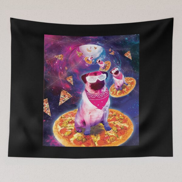 Item preview, Pug in Space with Pizza designed and sold by alexngn.