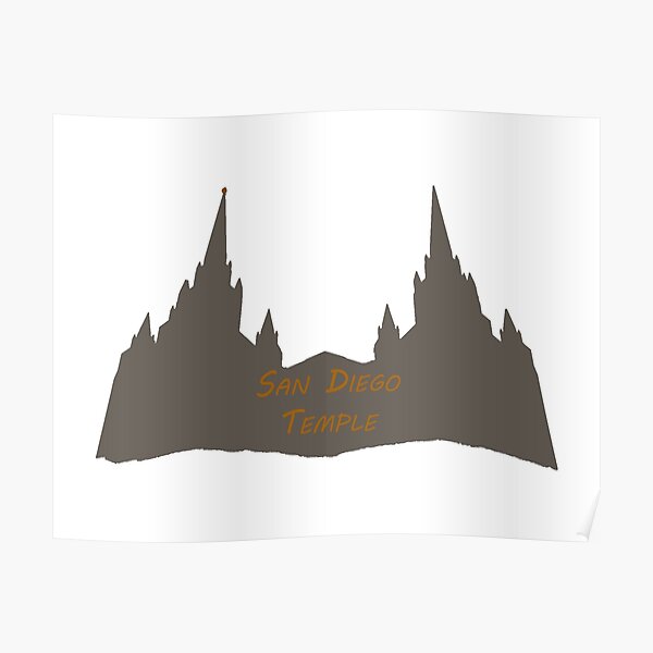 San Diego Temple Silhouette Poster