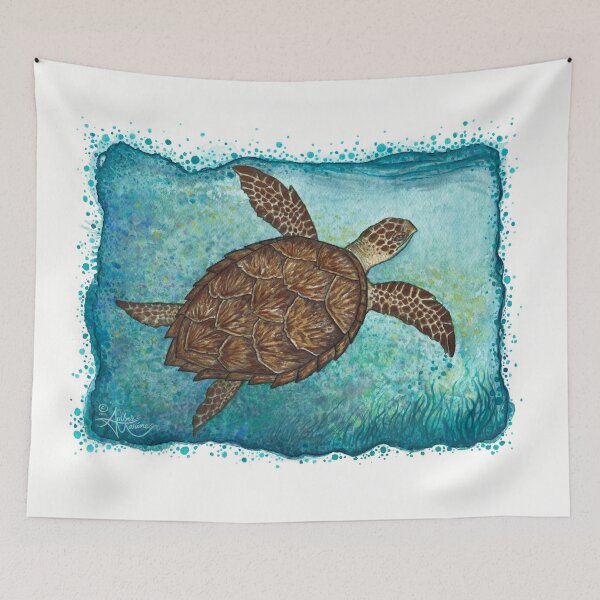 Item preview, "Hawksbill Sea Turtle" by Amber Marine ~ Watercolor painting, art © 2016 designed and sold by Amber Marine ~ Wildlife Artist ~ © 2004-2021.