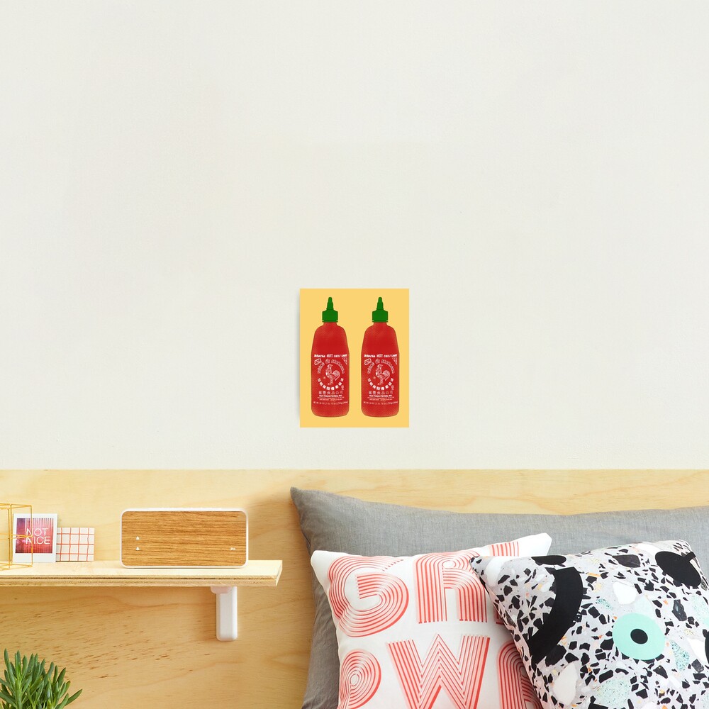 Download Sriracha Bottles Yellow Background Photographic Print By Maddisonegreen Redbubble PSD Mockup Templates