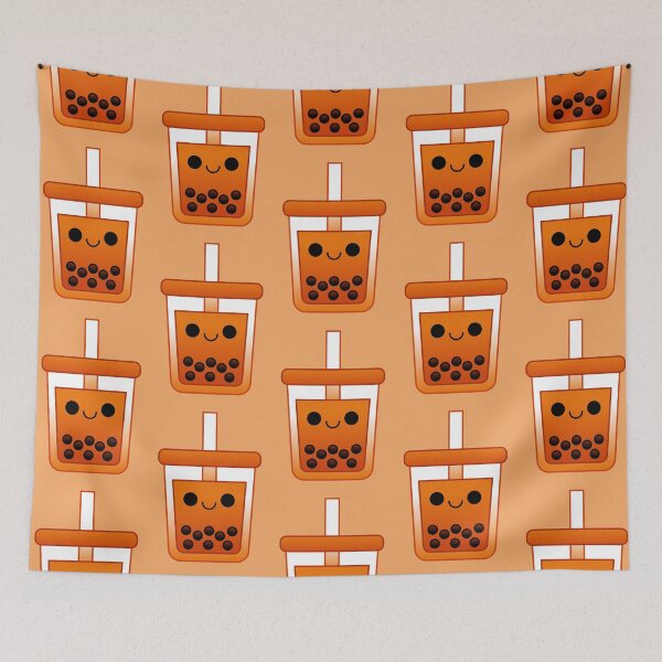 Item preview, kawaii orange boba tea designed and sold by kittybox.