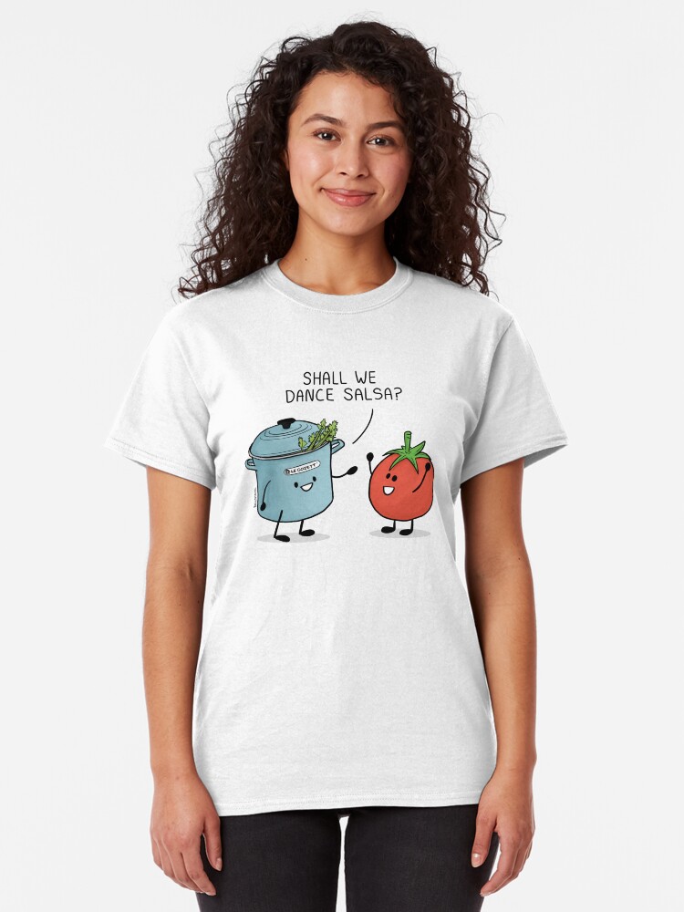 Vista alternativa de Camiseta clásica ¿Bailamos salsa? Le dice la olla al tomate